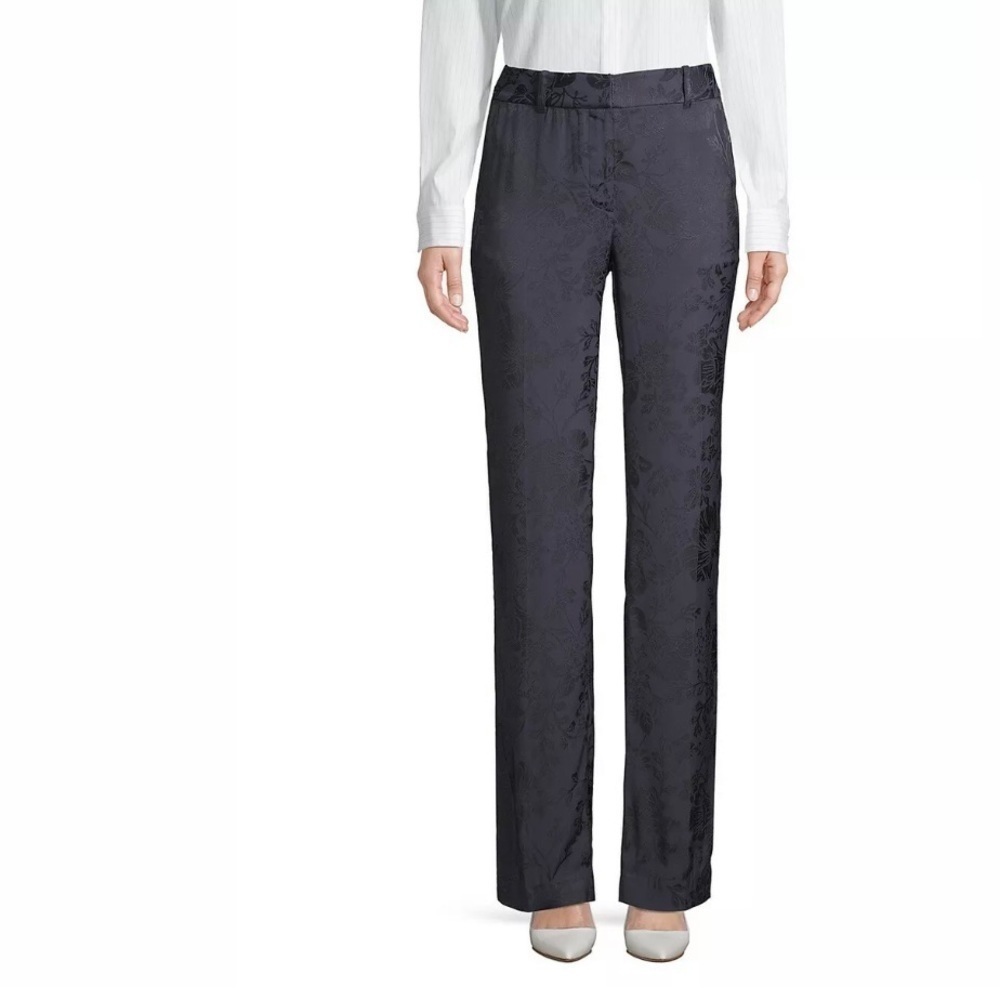 Equipment Lita Floral Jacquard Pants Navy Straight Leg Dressy Trouser Size 26